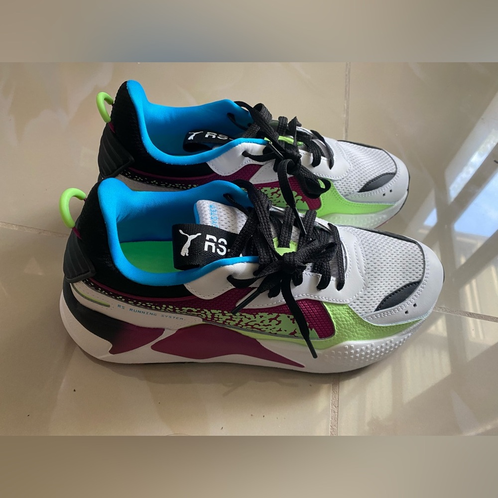 PUMA RS-X Blaster Mens Sneakers Running Shoes White Maroon Size 9.5 386903-02.